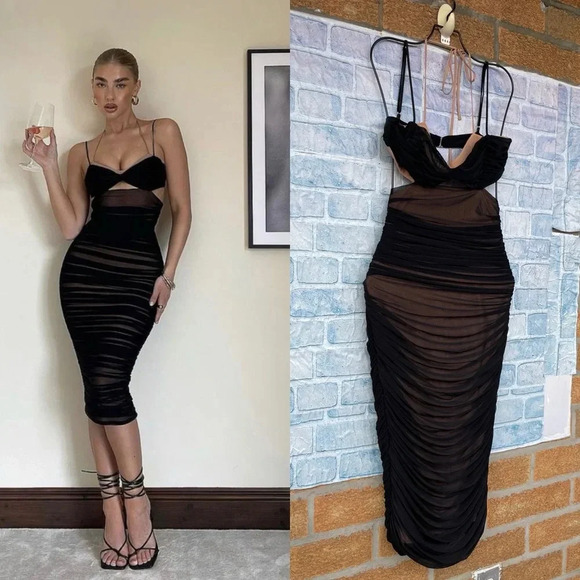 House of CB Tibi Black Cutout Ruched Midi
Dress large - Picture 1 of 15